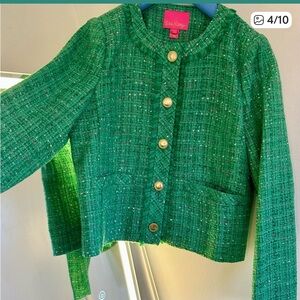ISO Lilly Pulitzer Gilmore Kelly Green Boucle Jacket Size 0